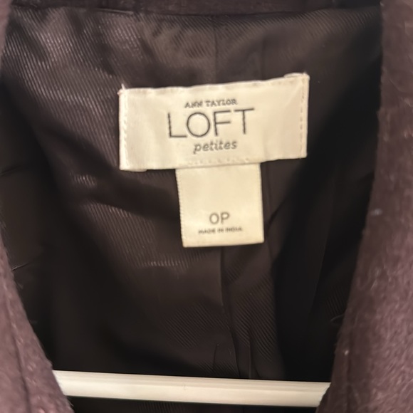 Lightly warm plum pea coat from Ann Taylor Loft. Size 0 petite. - Picture 2 of 4